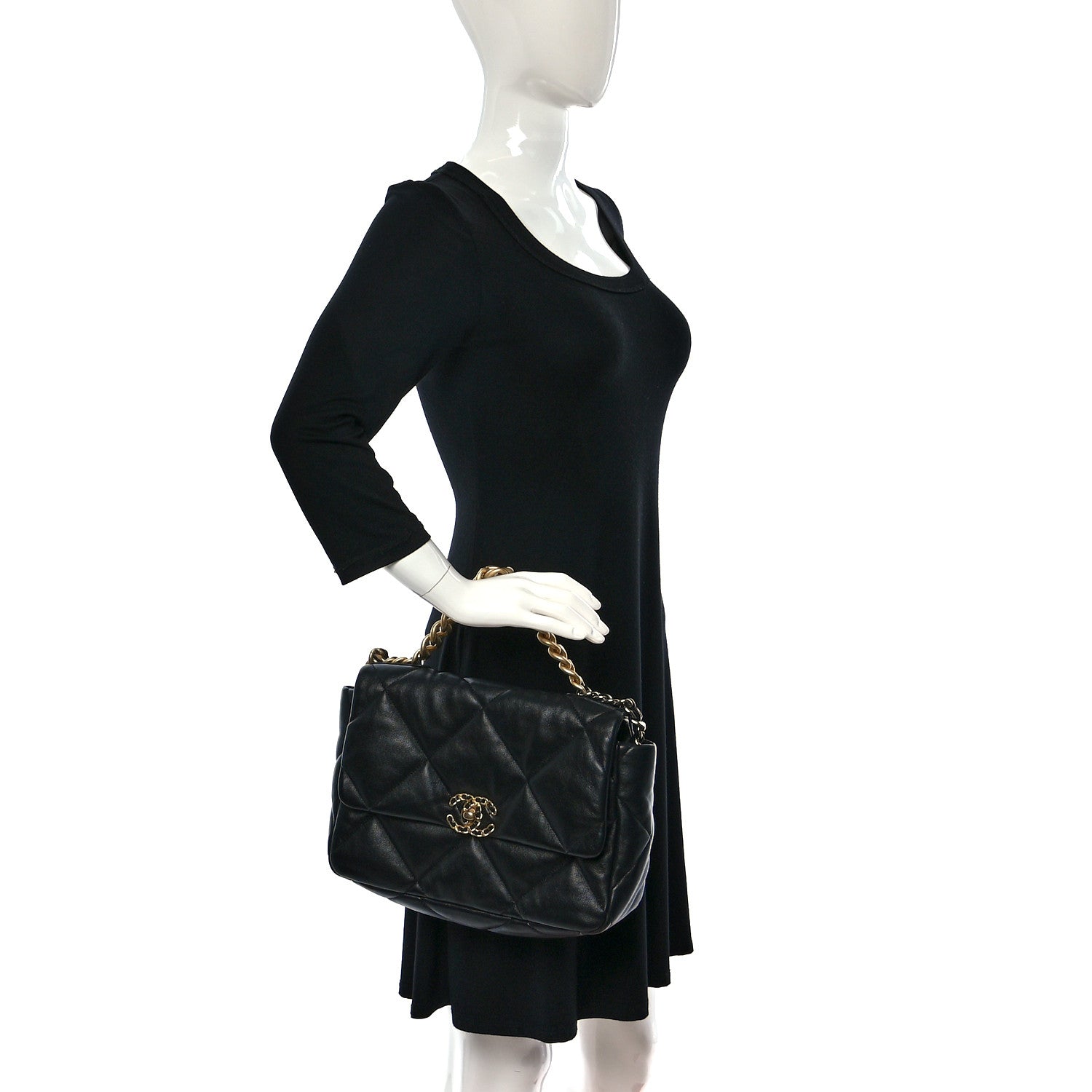 Chanel Lambskin Quilted Large Chanel 19 Flap Black 2 of 9