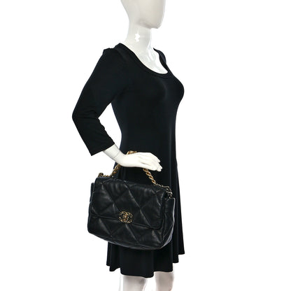 Chanel Lambskin Quilted Large Chanel 19 Flap Black 2 of 9