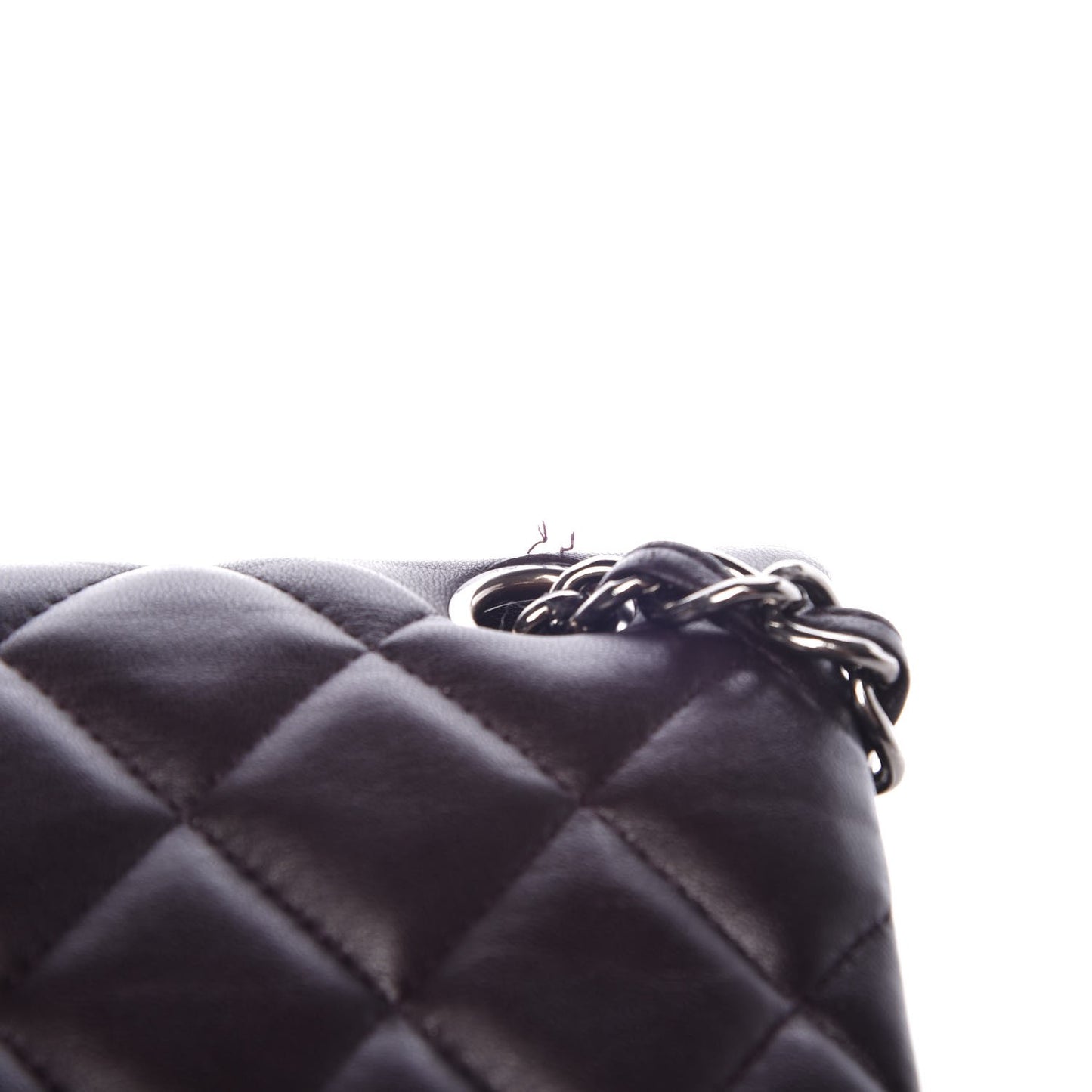 Lambskin Quilted Jumbo Double Flap Dark Purple