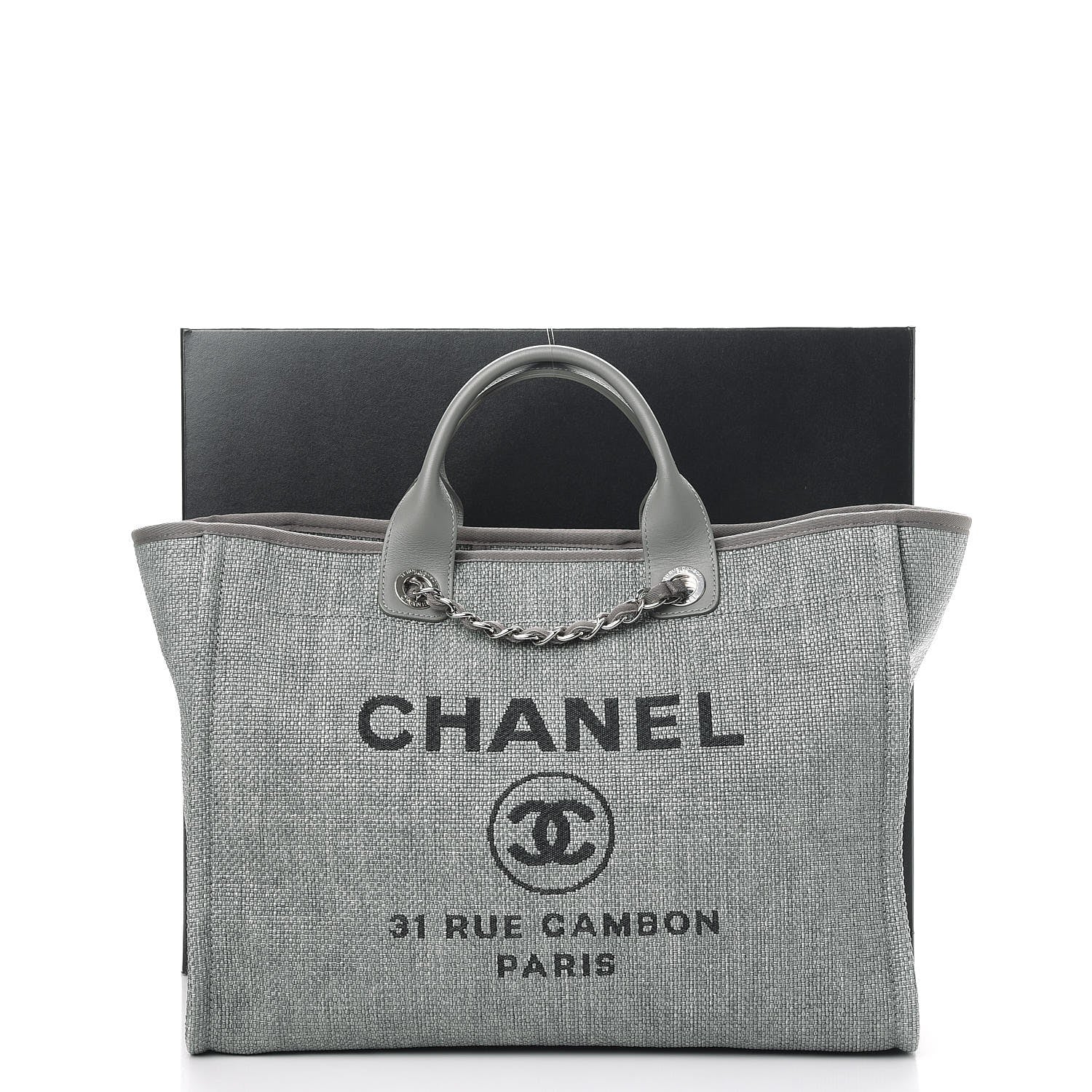 Chanel Canvas Large Deauville Tote Grey 8 of 8