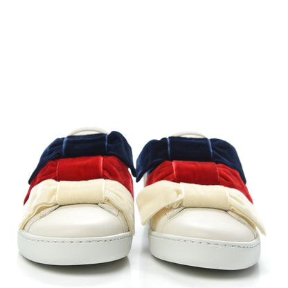 Gucci Calfskin Velvet Womens Bow Ace Sneakers 35.5 White 2 of 8