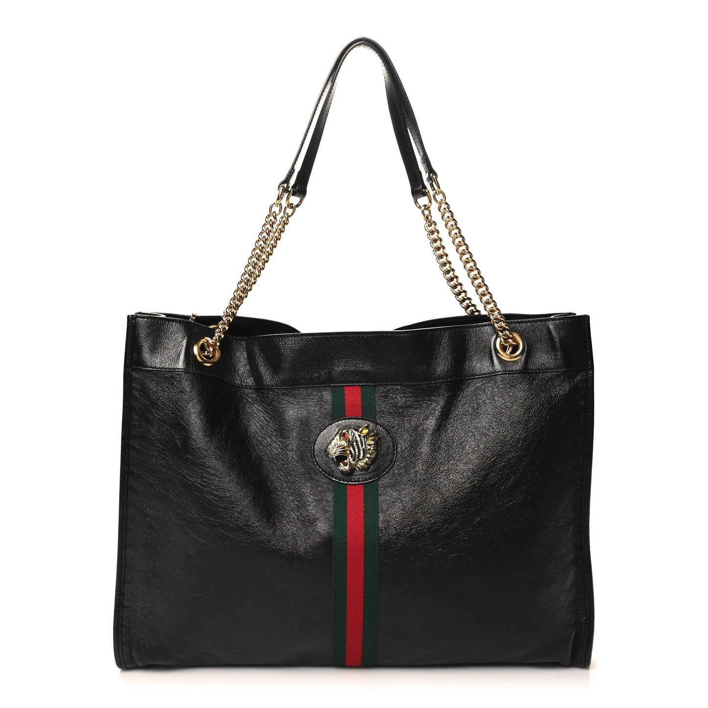 Calfskin Maxi Rajah Chain Tote Black