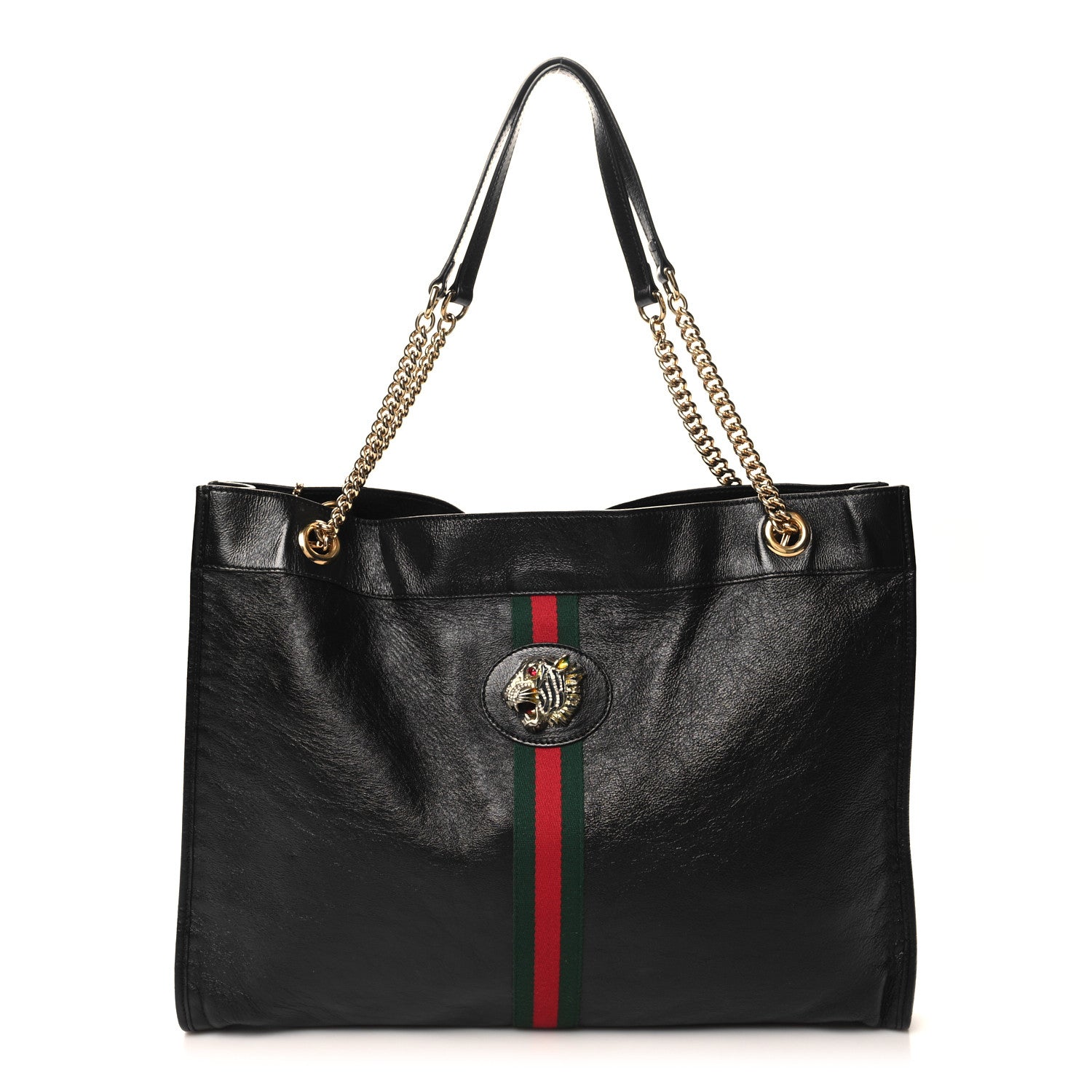 Gucci Calfskin Maxi Rajah Chain Tote Black 1 of 11