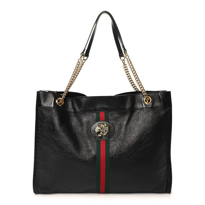 Gucci Calfskin Maxi Rajah Chain Tote Black 1 of 11