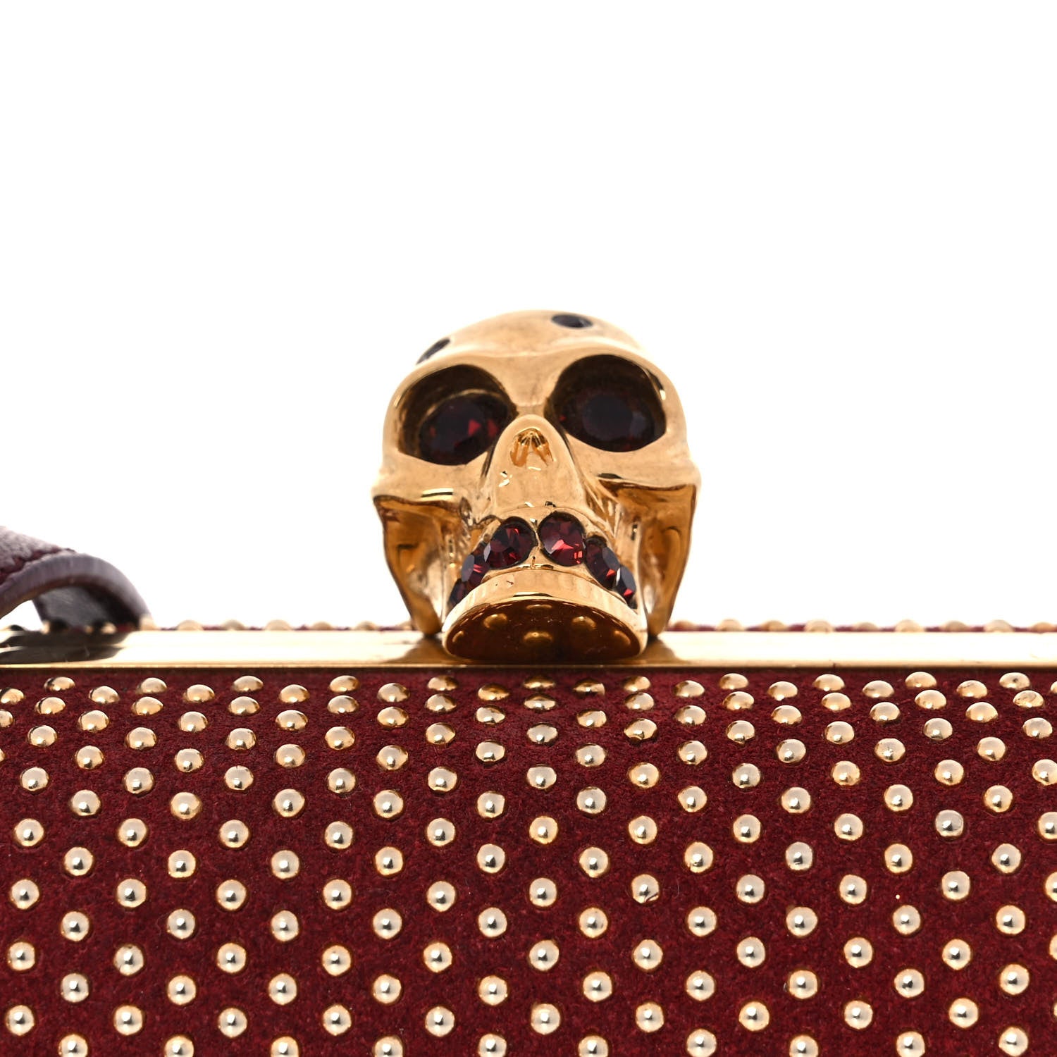 Alexander McQueen Suede Studded Skull Box Clutch Red 8 of 14