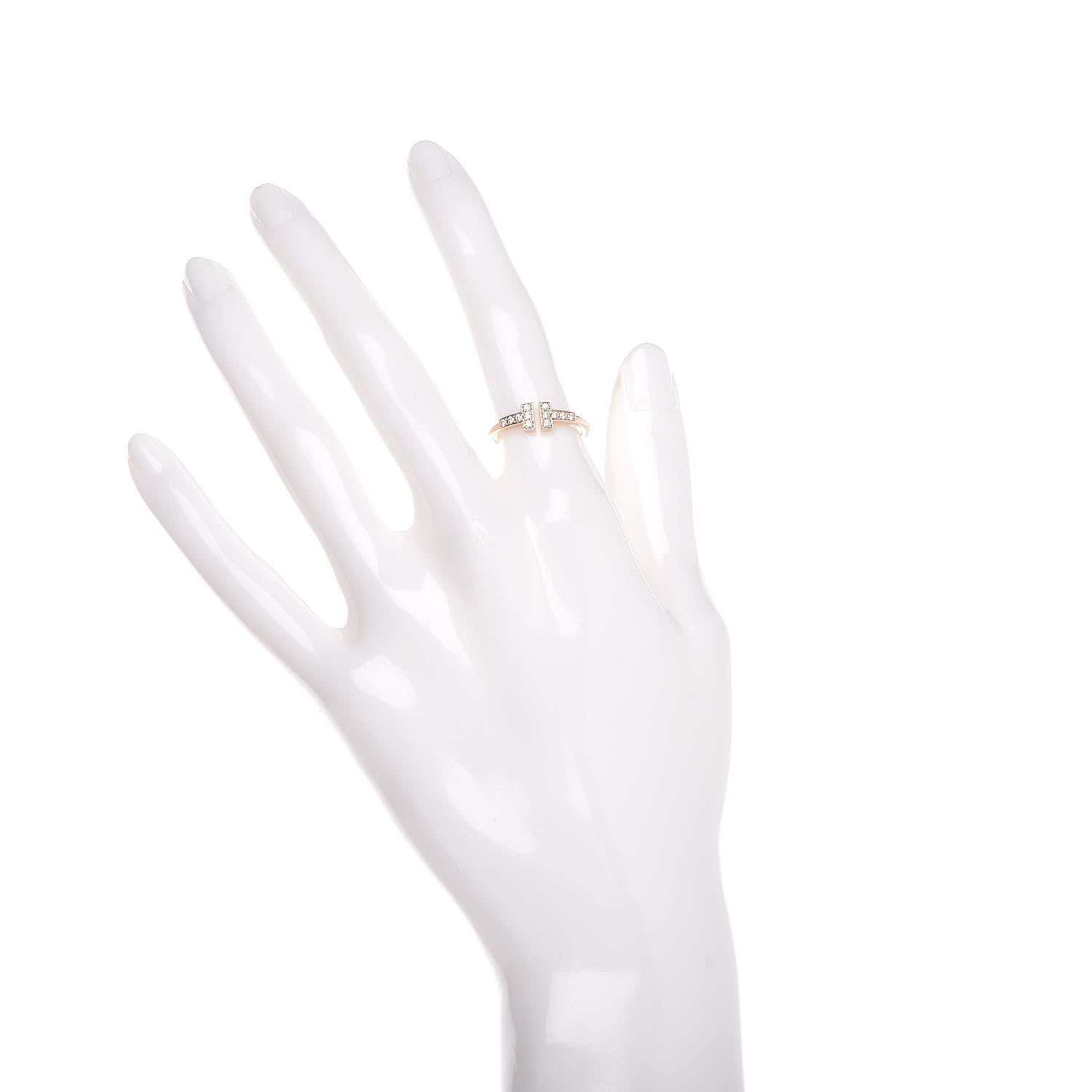 Tiffany 18K Rose Gold Diamond T Wire Ring 49 5 2 of 6