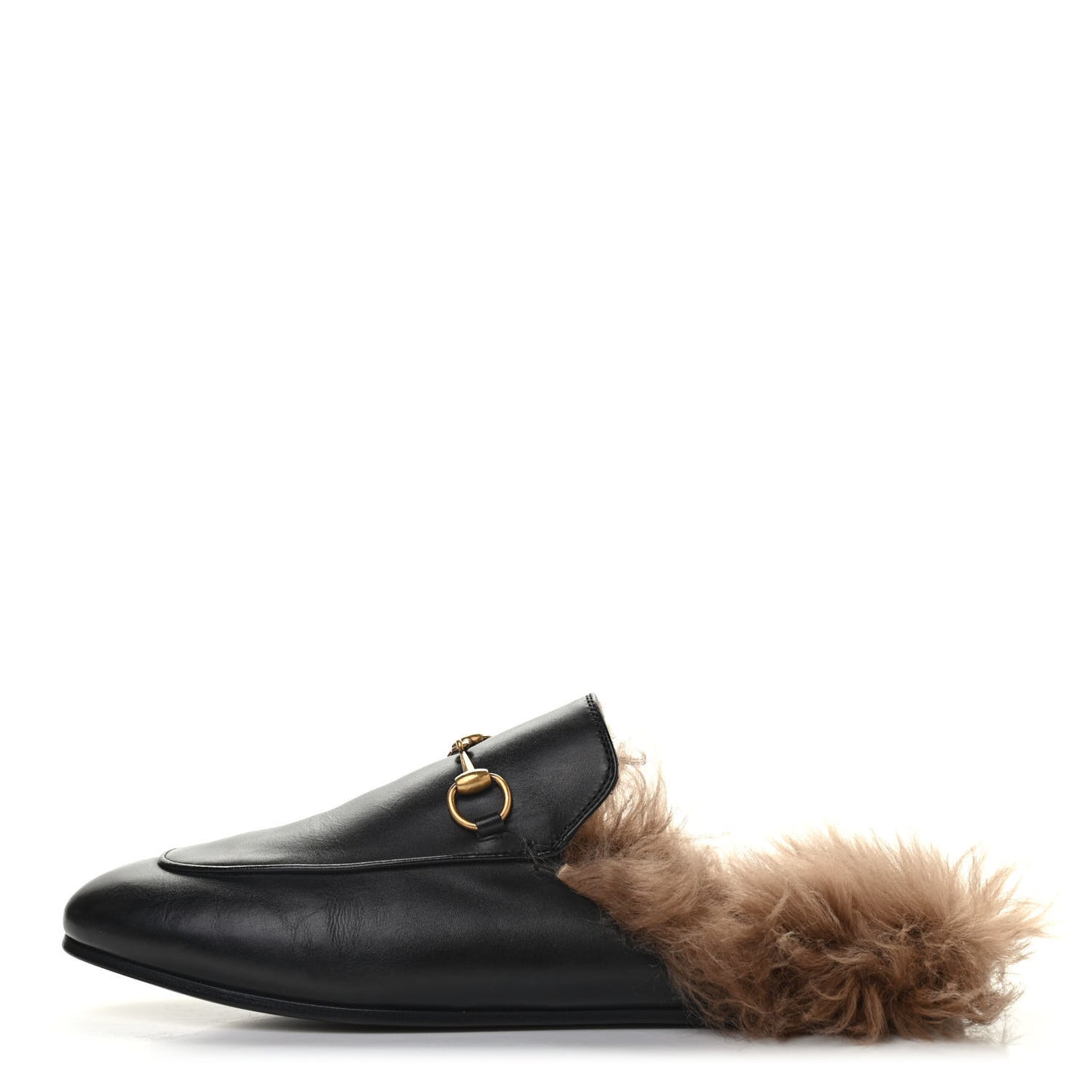 Calfskin Fur Womens Princetown Slippers 40 Black