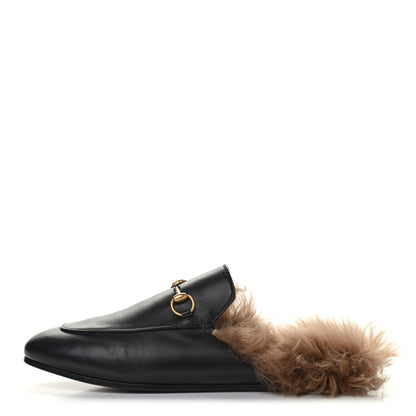 Gucci Calfskin Fur Womens Princetown Slippers 40 Black 1 of 4