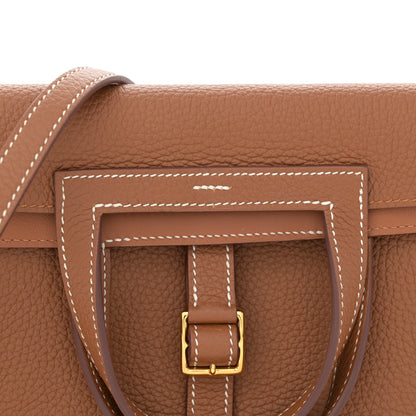 Hermes Taurillon Clemence Halzan 25 Gold 6 of 9