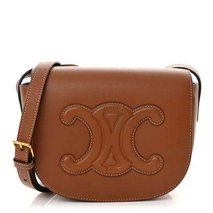 Celine Smooth Calfskin Cuir Triomphe Folco Crossbody Bag Tan 1 of 10