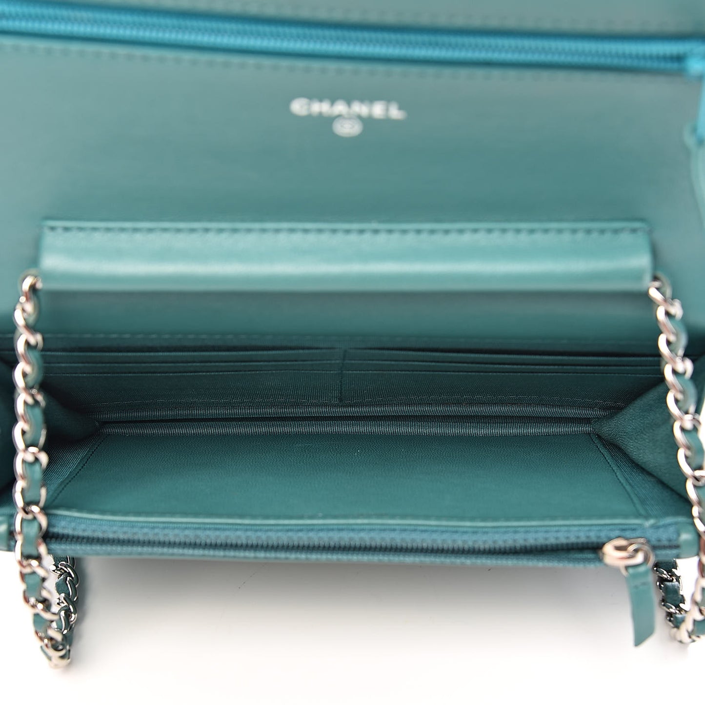 Lambskin Quilted Boy Wallet On Chain WOC Turquoise