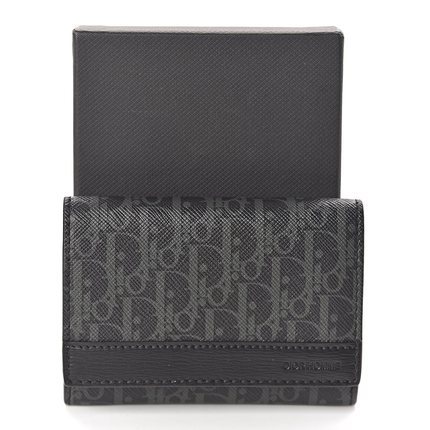 HOMME Monogram Coated Canvas Card Holder Grise