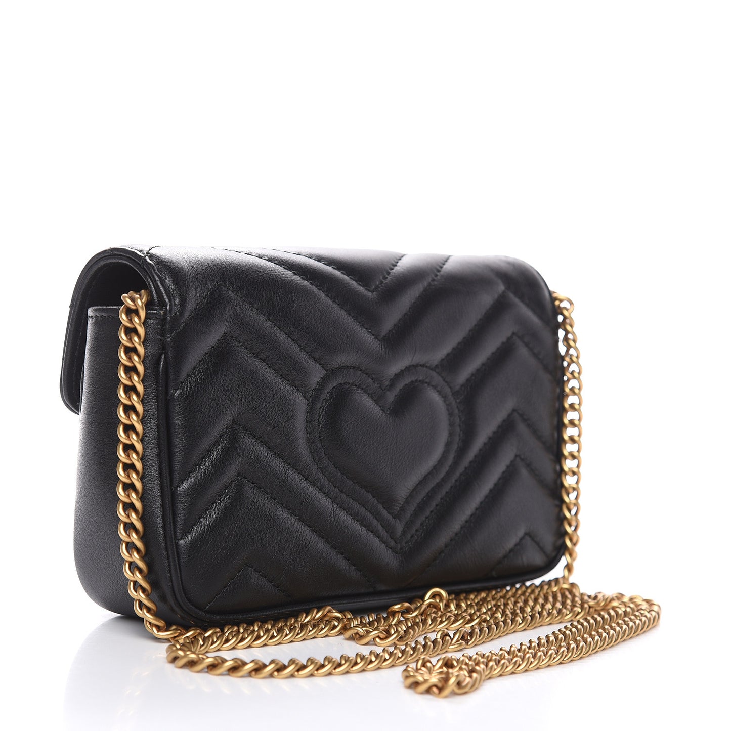 Calfskin Matelasse Super Mini GG Marmont Shoulder Bag Black
