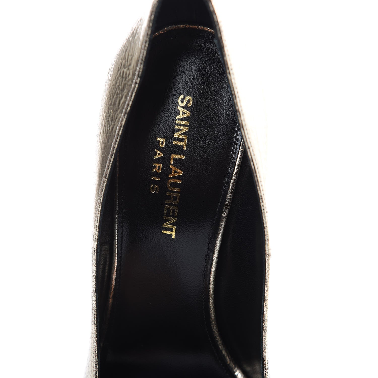 Saint Laurent Metallic Supercrack Calfskin Anja 150 Pumps 37.5 Gold 7 of 10