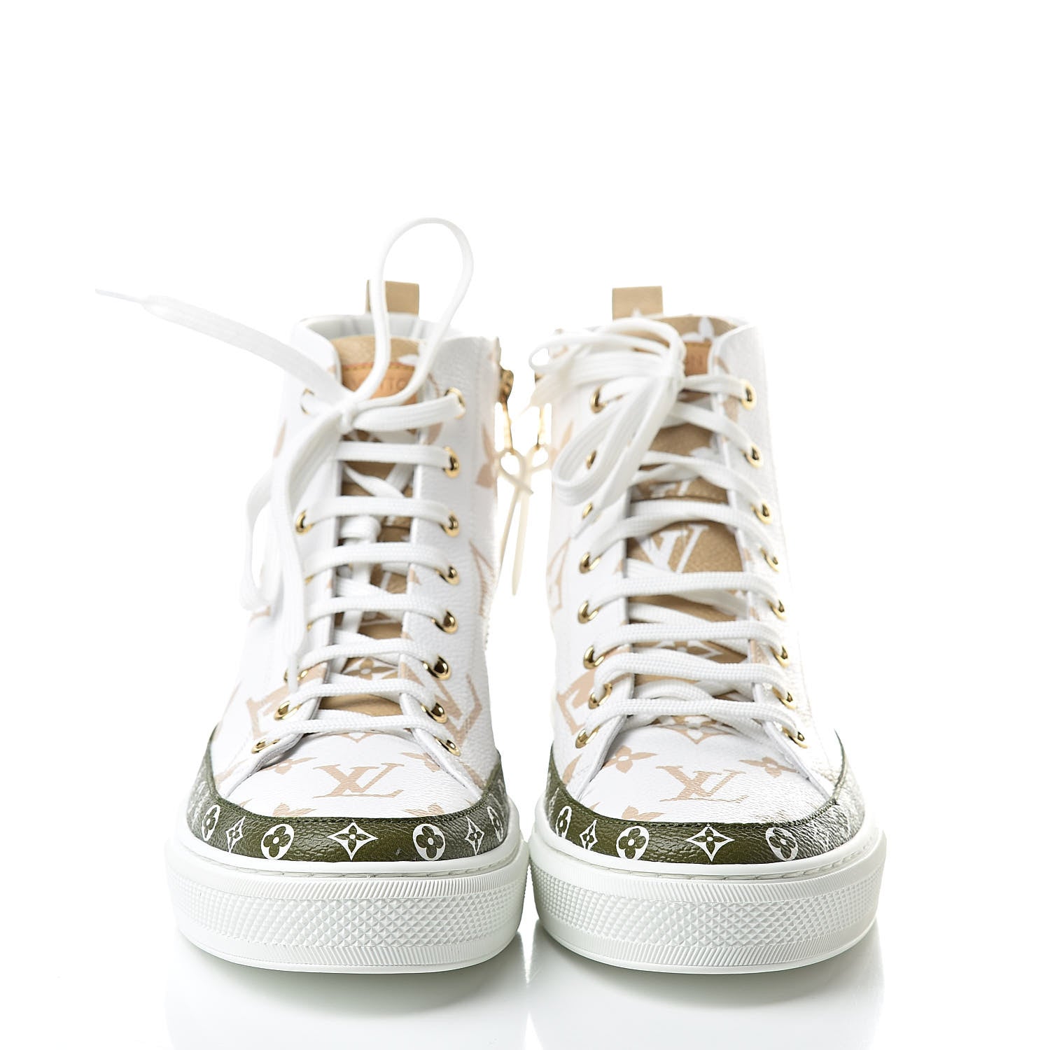 Louis Vuitton Monogram Giant Stellar Sneaker Boots 41 Kaki White Beige 2 of 7