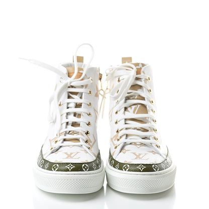 Louis Vuitton Monogram Giant Stellar Sneaker Boots 41 Kaki White Beige 2 of 7