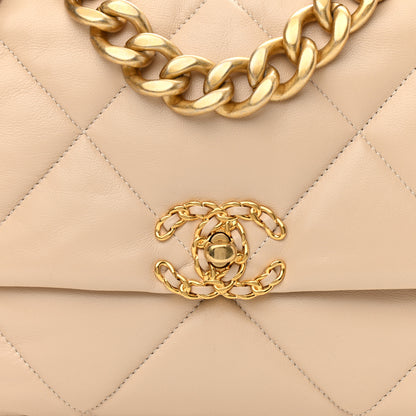 Chanel Lambskin Quilted Large Chanel 19 Flap Beige 8 of 11