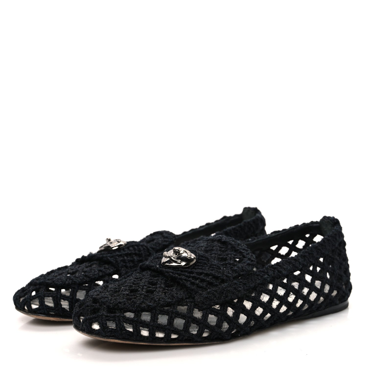 Chanel Cord Braided CC Mocassin Loafers 37.5 Black 4 of 10