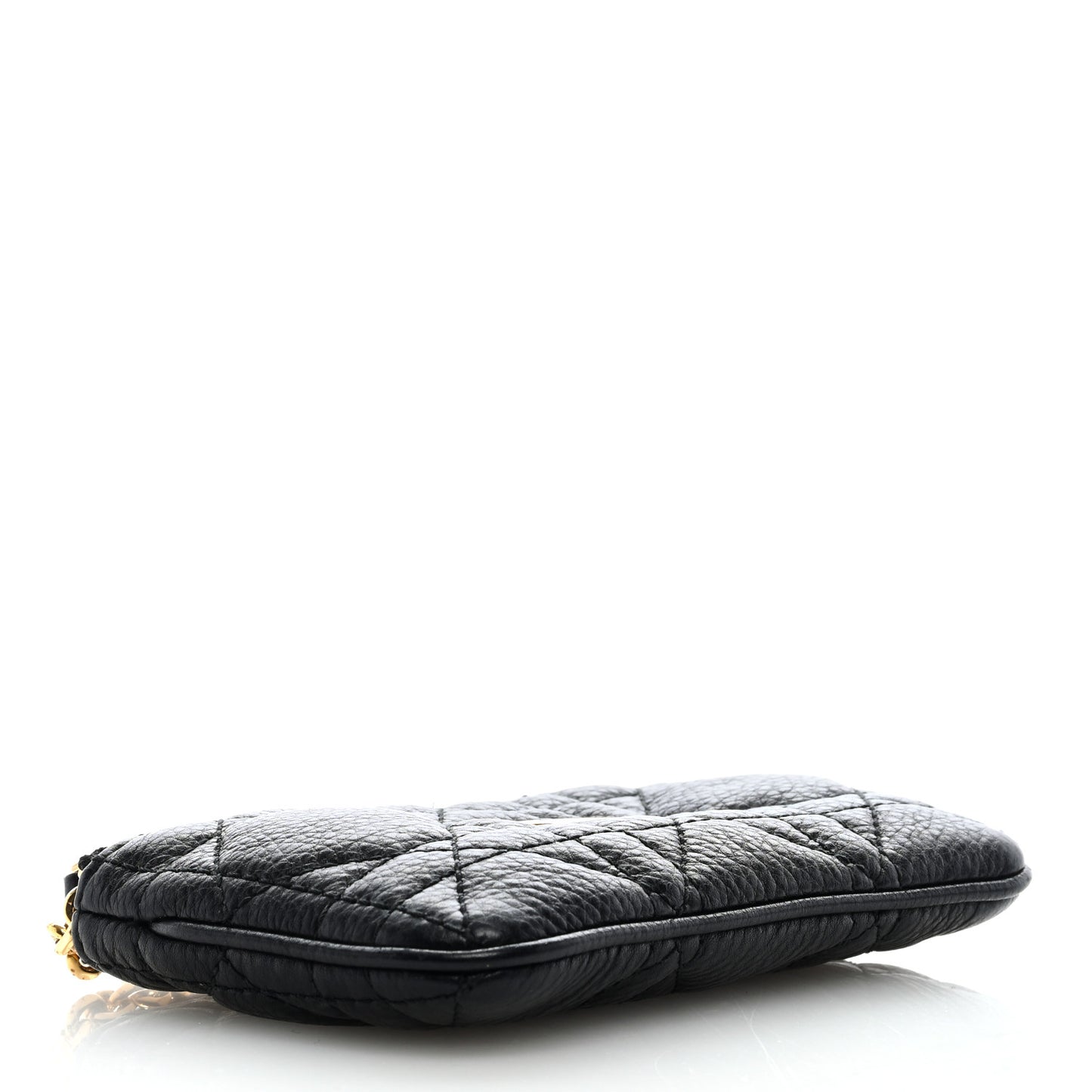 Supple Calfskin Cannage Caro Zipped Key Case Black