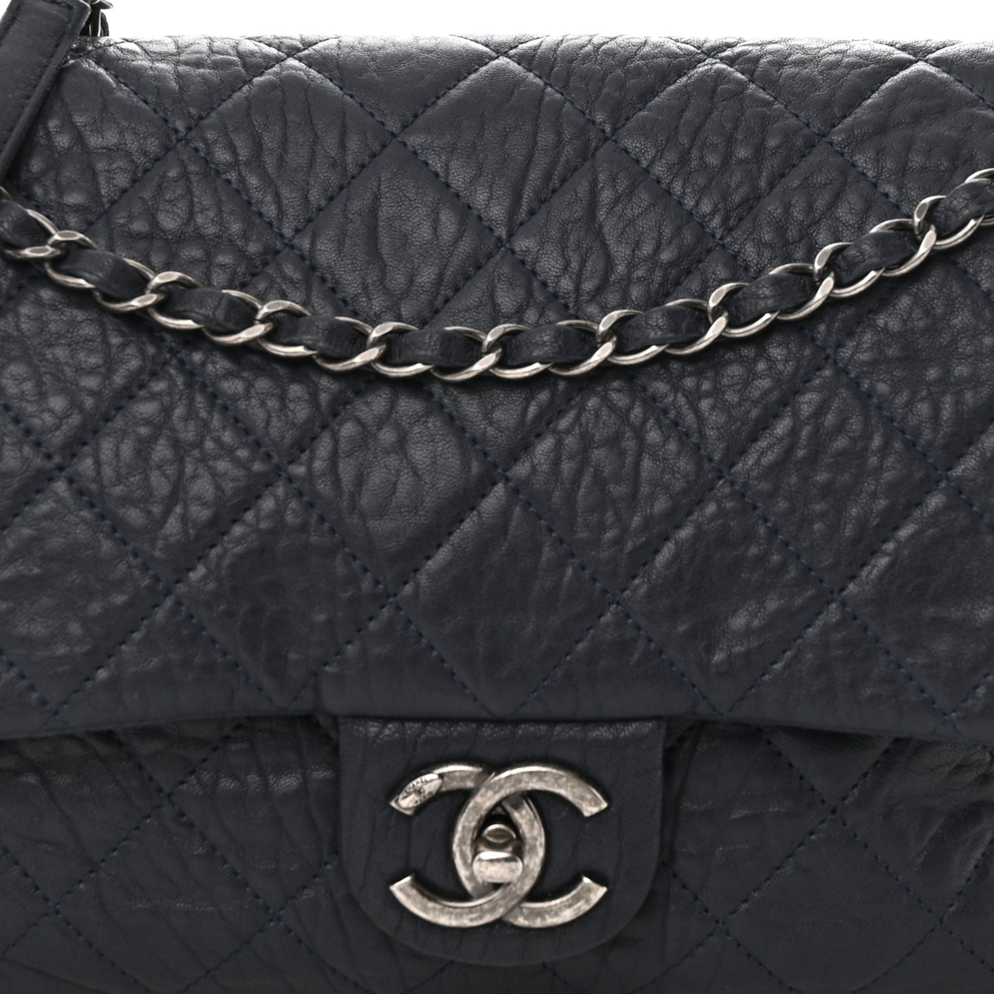 Sheepskin Quilted Jumbo Easy Flap Navy Blue