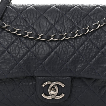 Chanel Sheepskin Quilted Jumbo Easy Flap Navy Blue 9 of 12