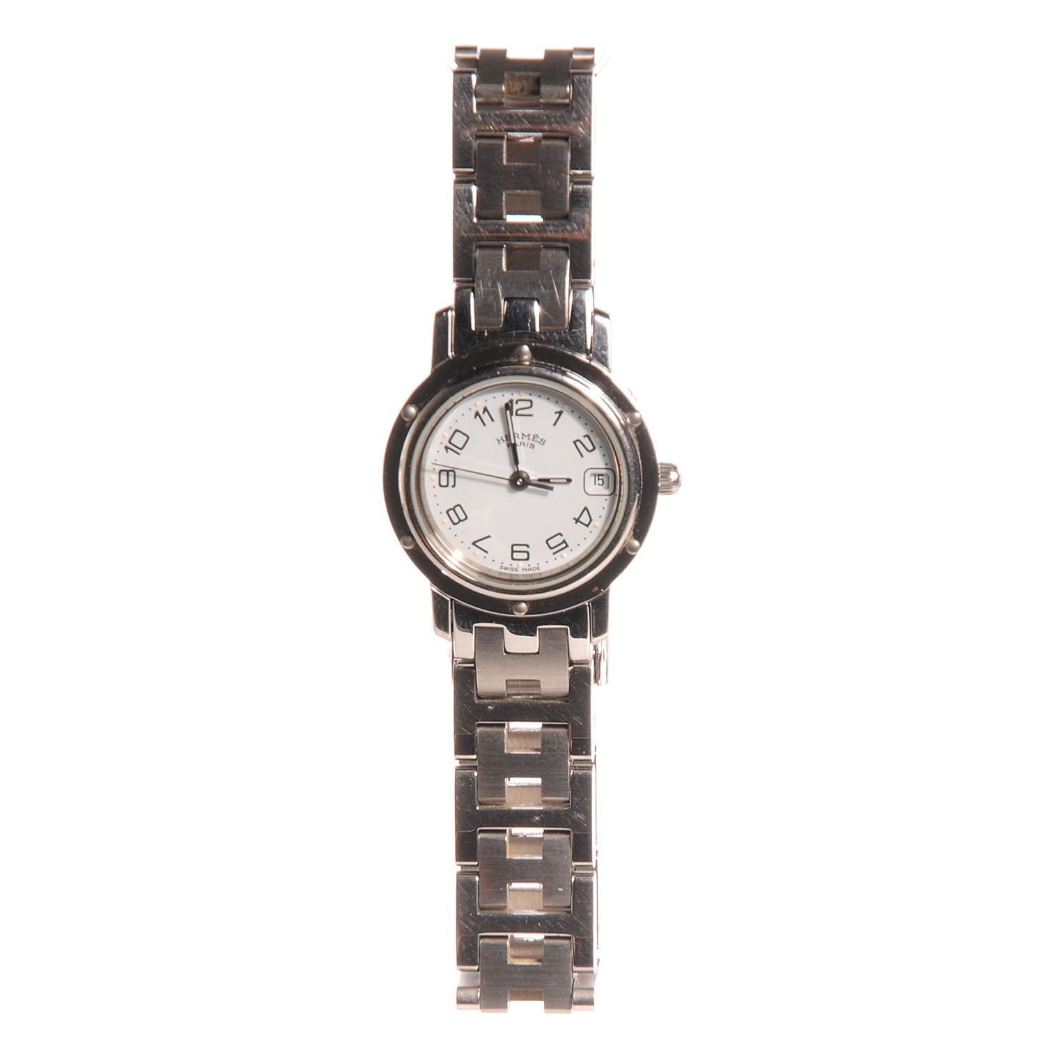 Hermes Stainless Steel 24mm Clipper Quartz Watch White 3 of 8