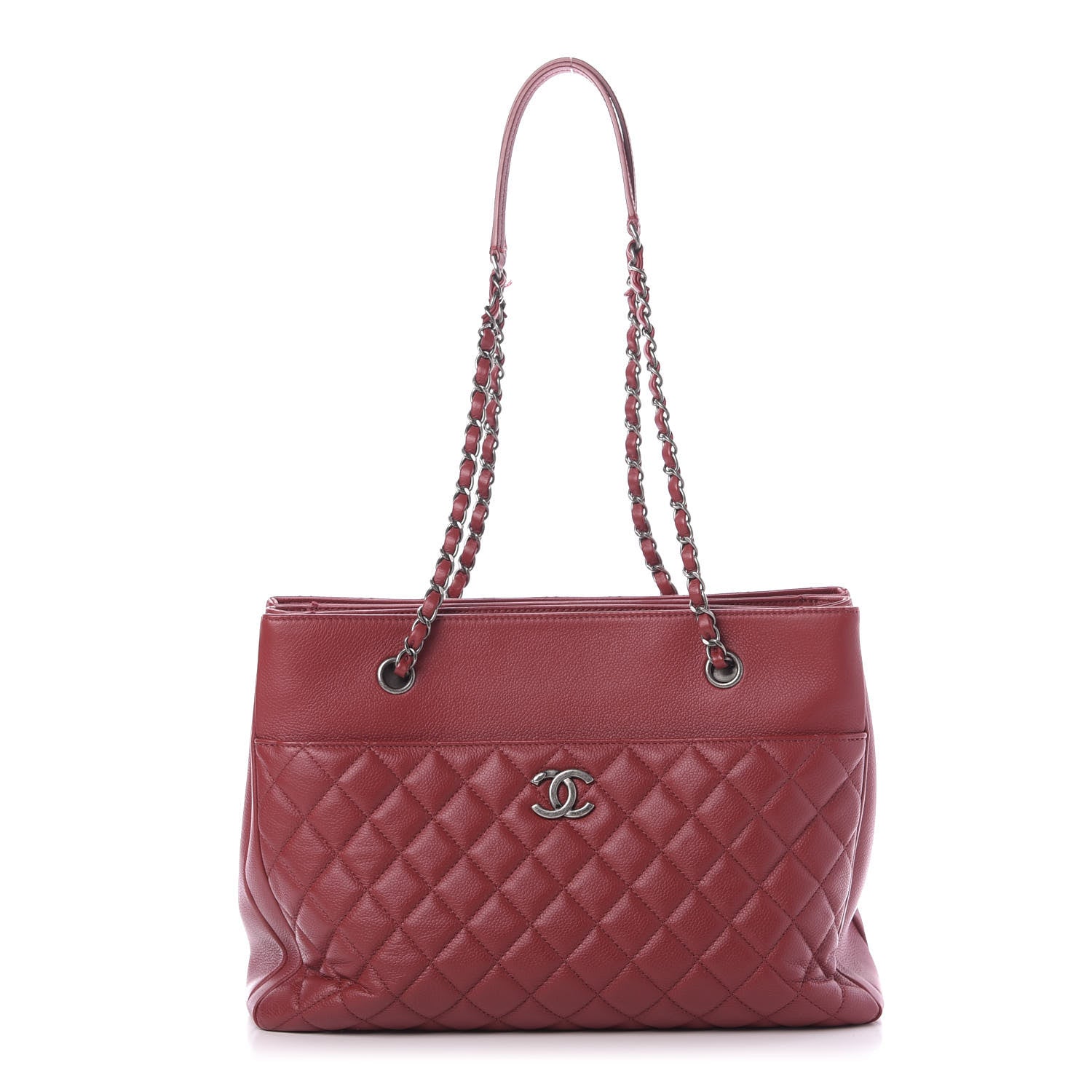 Chanel Caviar Quilted Large Zipped Shopping Tote Red 1 of 14