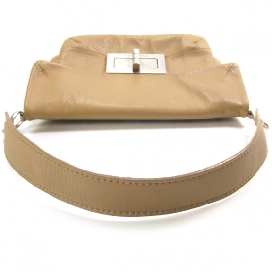 Leather Mademoiselle Flap Bag Beige