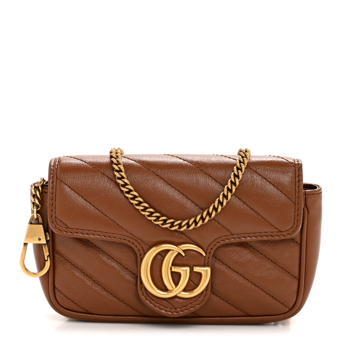 Azalea Calfskin Matelasse Diagonal Super Mini GG Marmont Shoulder Bag Cuir