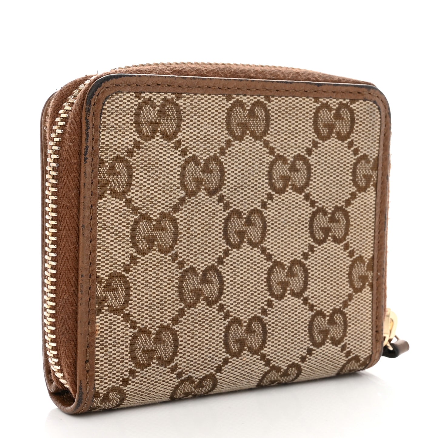 Monogram Dollar Calfskin Zip Around French Wallet Beige Ebony Tabacco