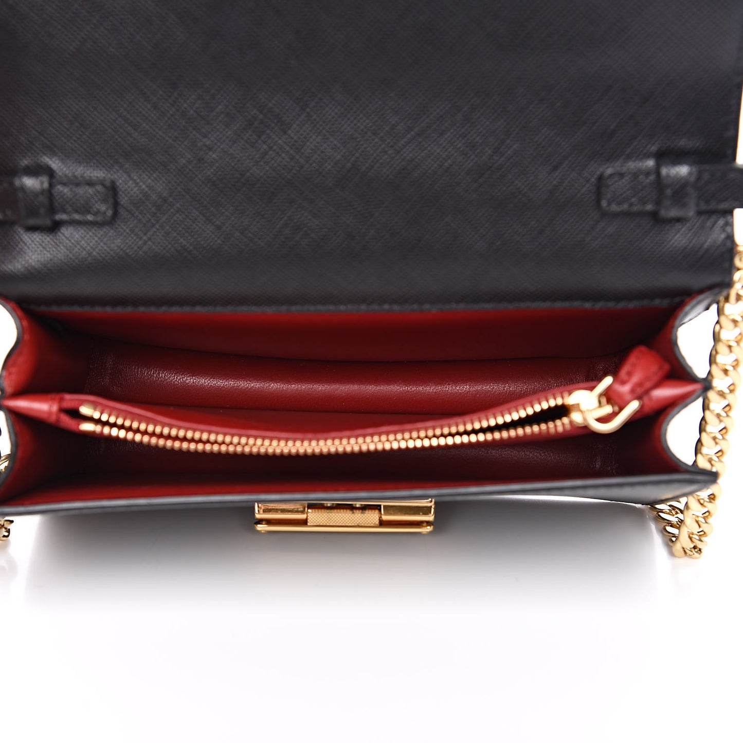 Saffiano Chain Wallet Black