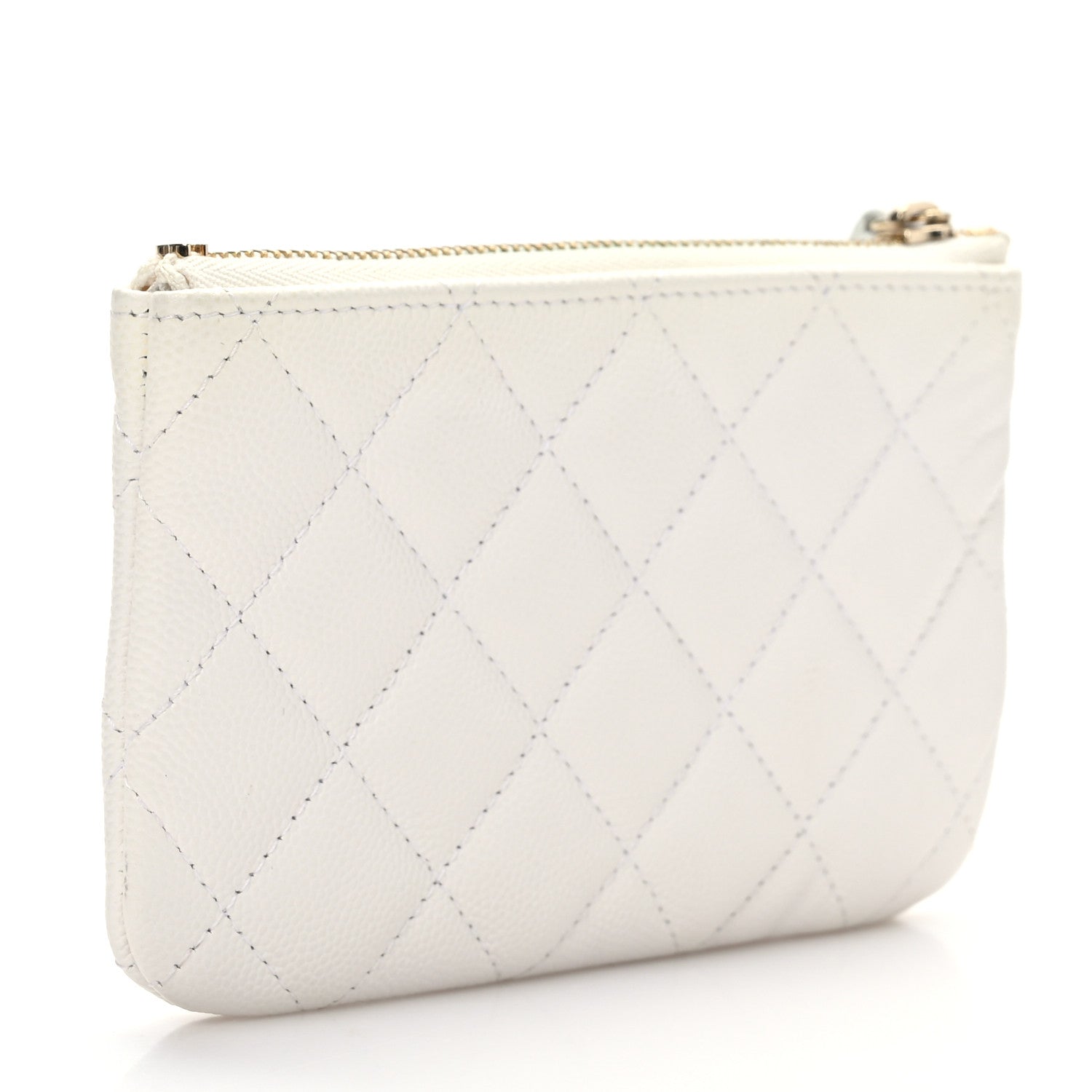 Chanel Caviar Quilted Small Cosmetic Case White 3 of 7
