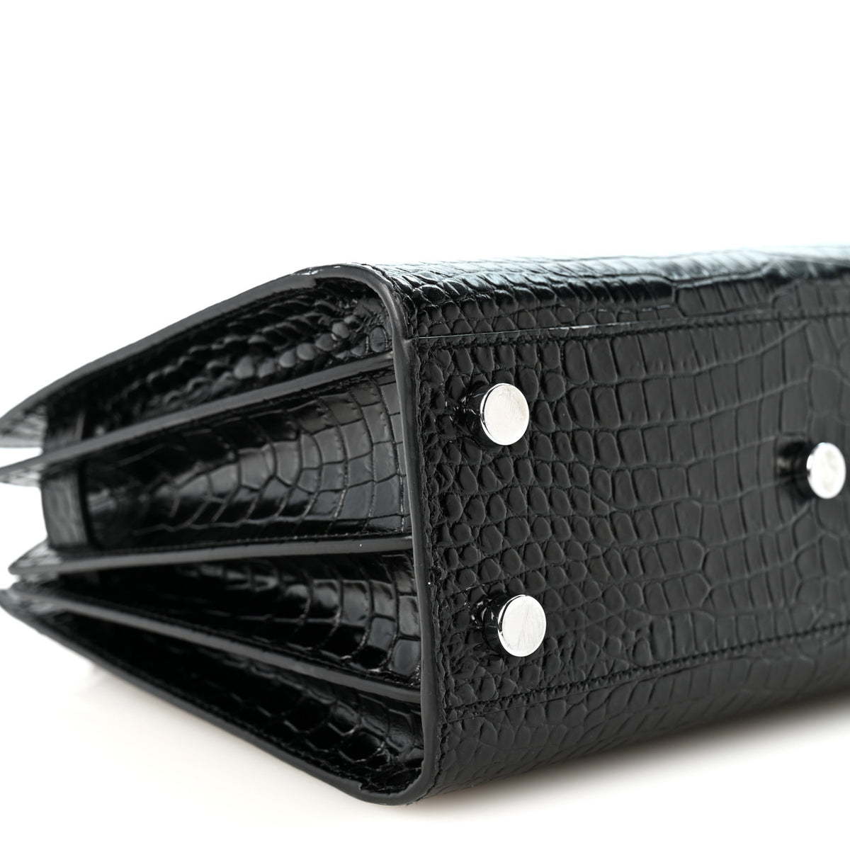 Saint Laurent Calfskin Crocodile Embossed Nano Sac De Jour Black 9 of 10