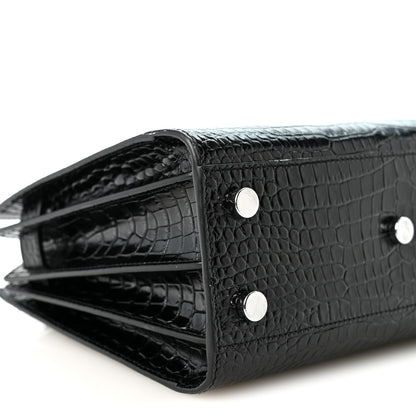 Saint Laurent Calfskin Crocodile Embossed Nano Sac De Jour Black 9 of 10