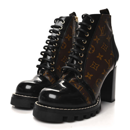 Louis Vuitton Patent Calfskin Monogram Star Trail Ankle Boots 40 Black 3 of 8