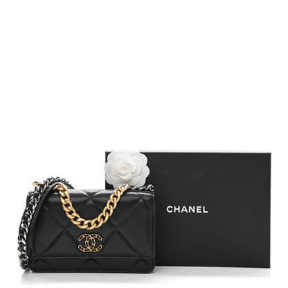 Chanel Lambskin Quilted Chanel 19 Wallet On Chain WOC Black 13 of 13