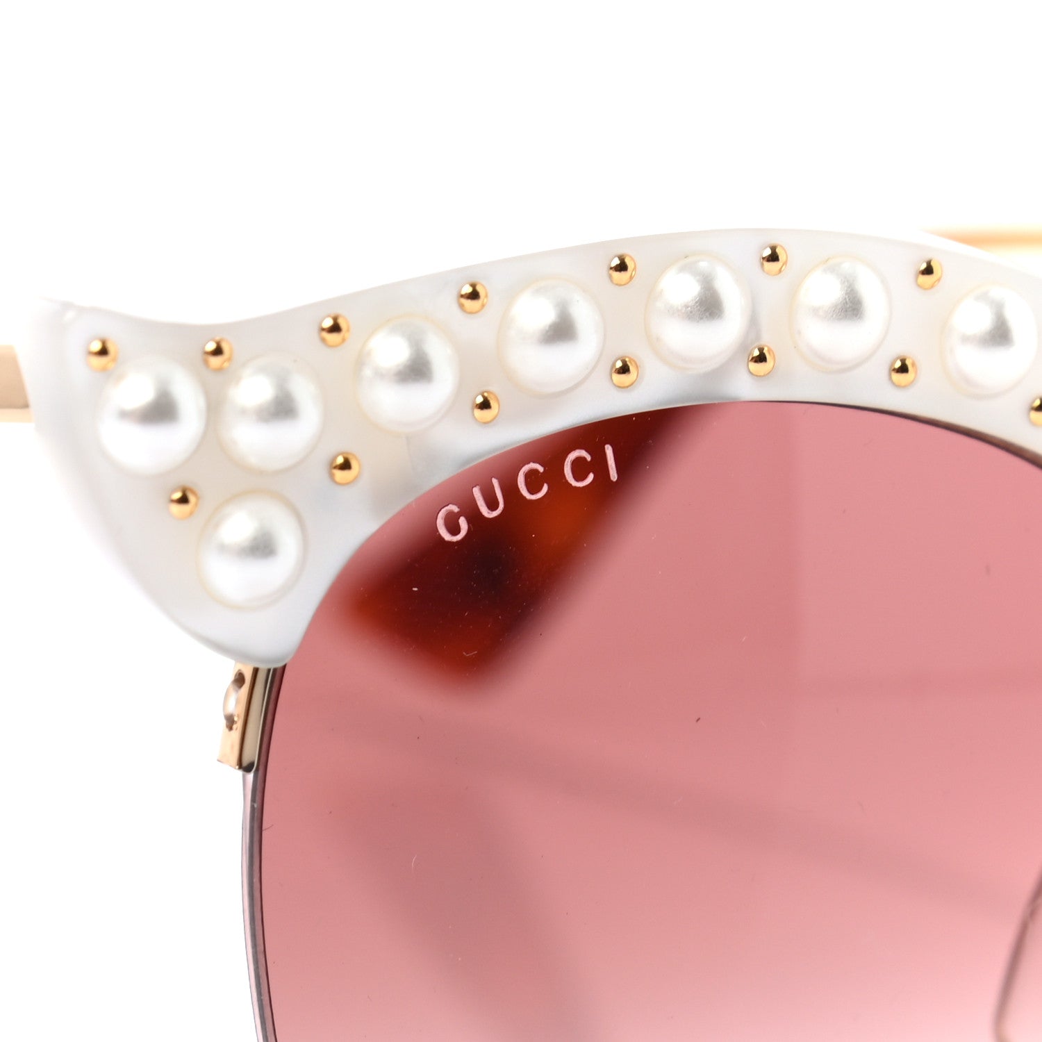 Gucci Acetate Pearl Cat Eye Sunglasses GG0212S White 7 of 7