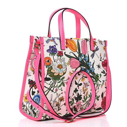 Gucci Canvas Medium Flora Tote Fuchsia 3 of 9