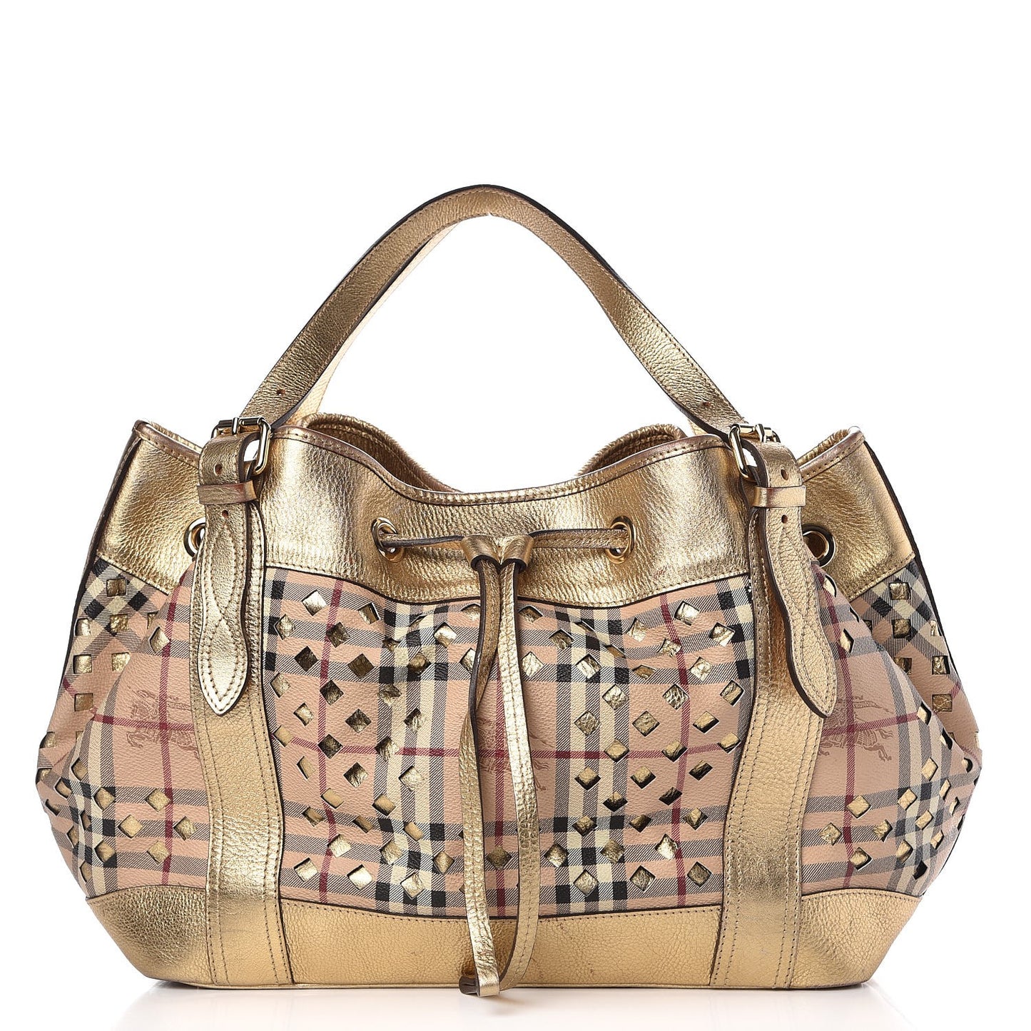 Haymarket Check Drawstring Claudia Bag Gold