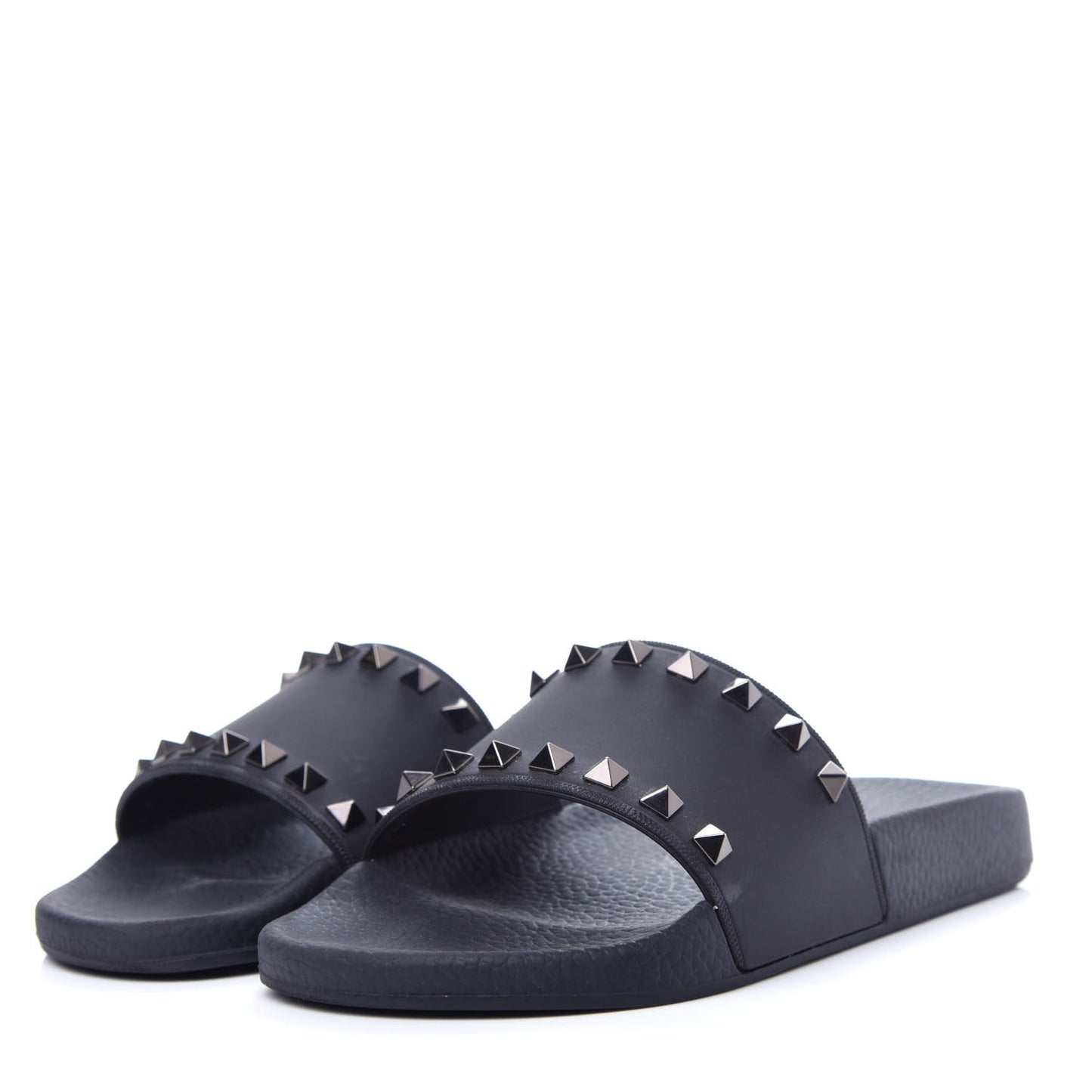 Rubber Rockstud Slide Sandals 38 Black