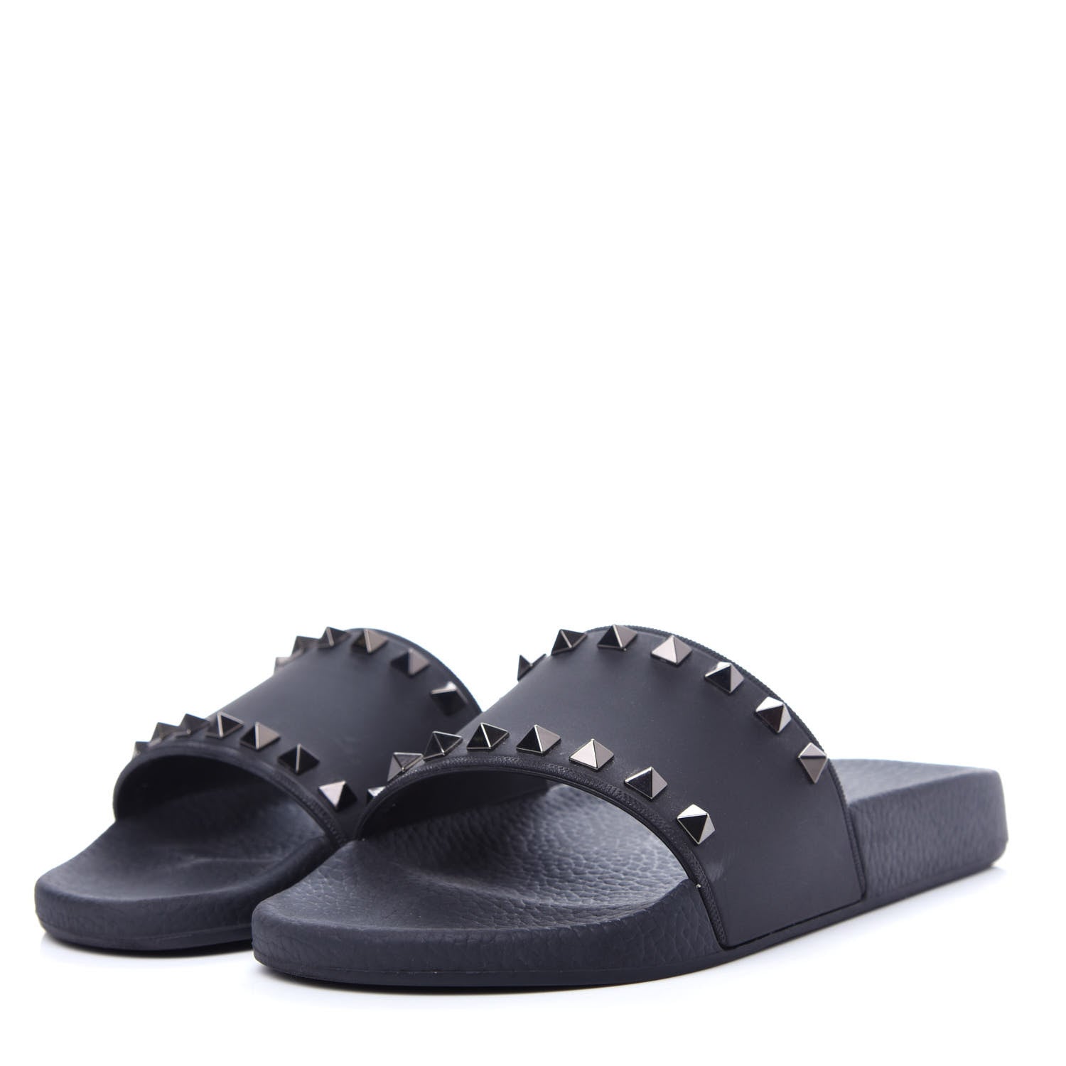 Valentino Garavani Rubber Rockstud Slide Sandals 38 Black 3 of 9