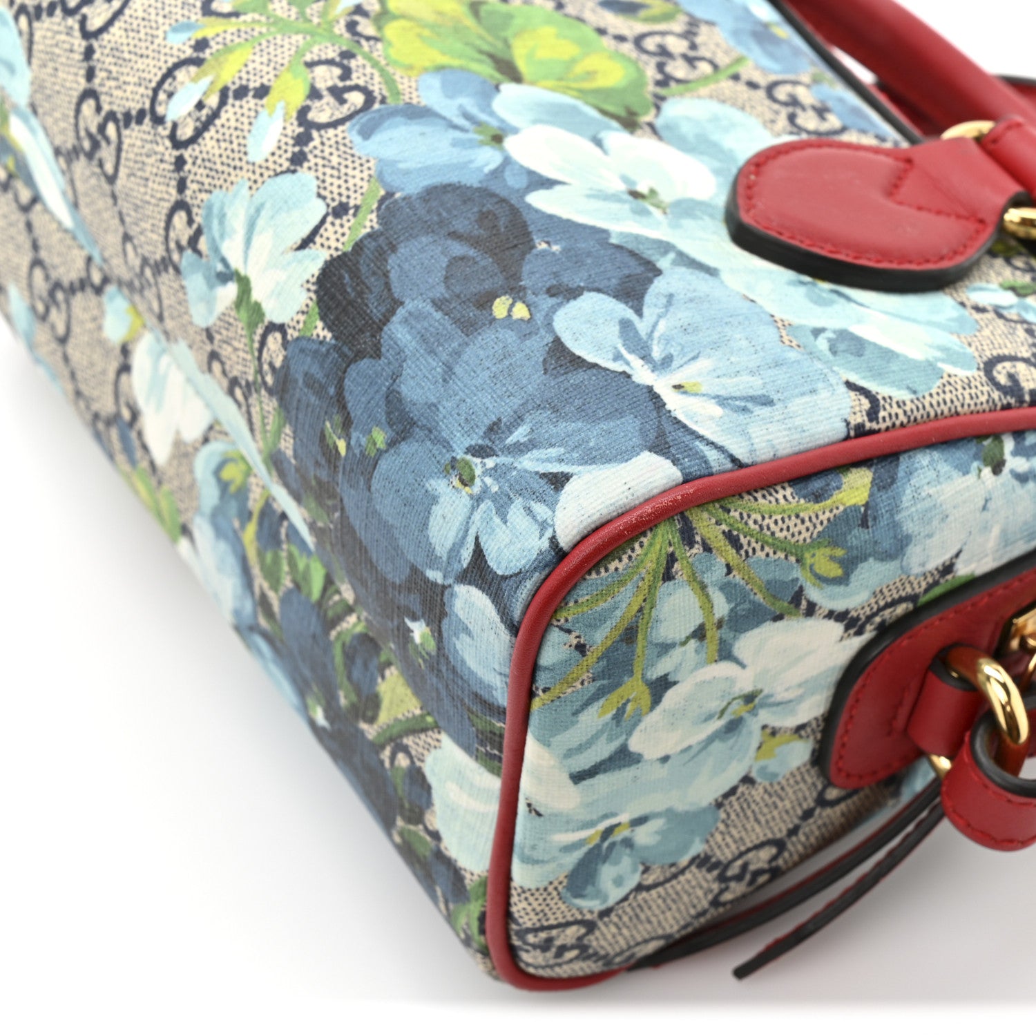 Gucci GG Supreme Monogram Blooms Mini Boston Navy Blue Hibiscus 10 of 14