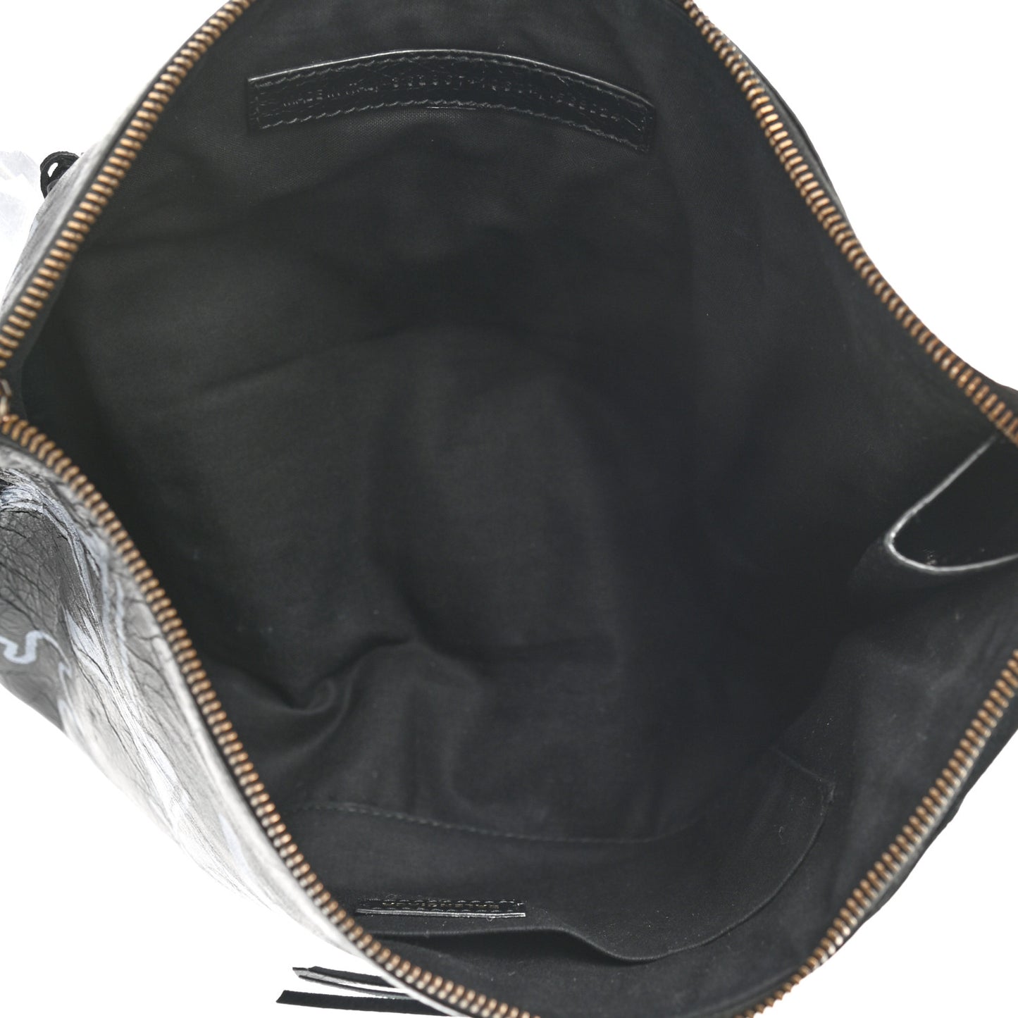 Agneau Classic Hardware Graffiti Small Pouch Black White
