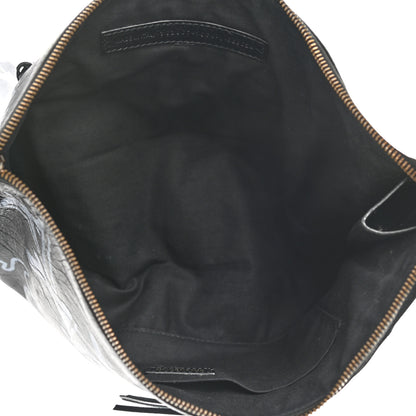 Balenciaga Agneau Classic Hardware Graffiti Small Pouch Black White 5 of 7