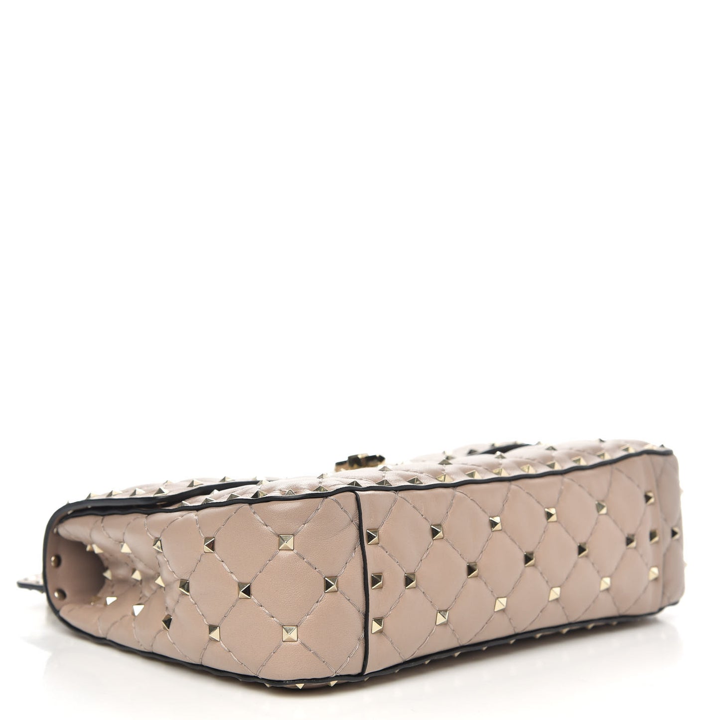 Lambskin Medium Rockstud Spike Shoulder Bag Poudre