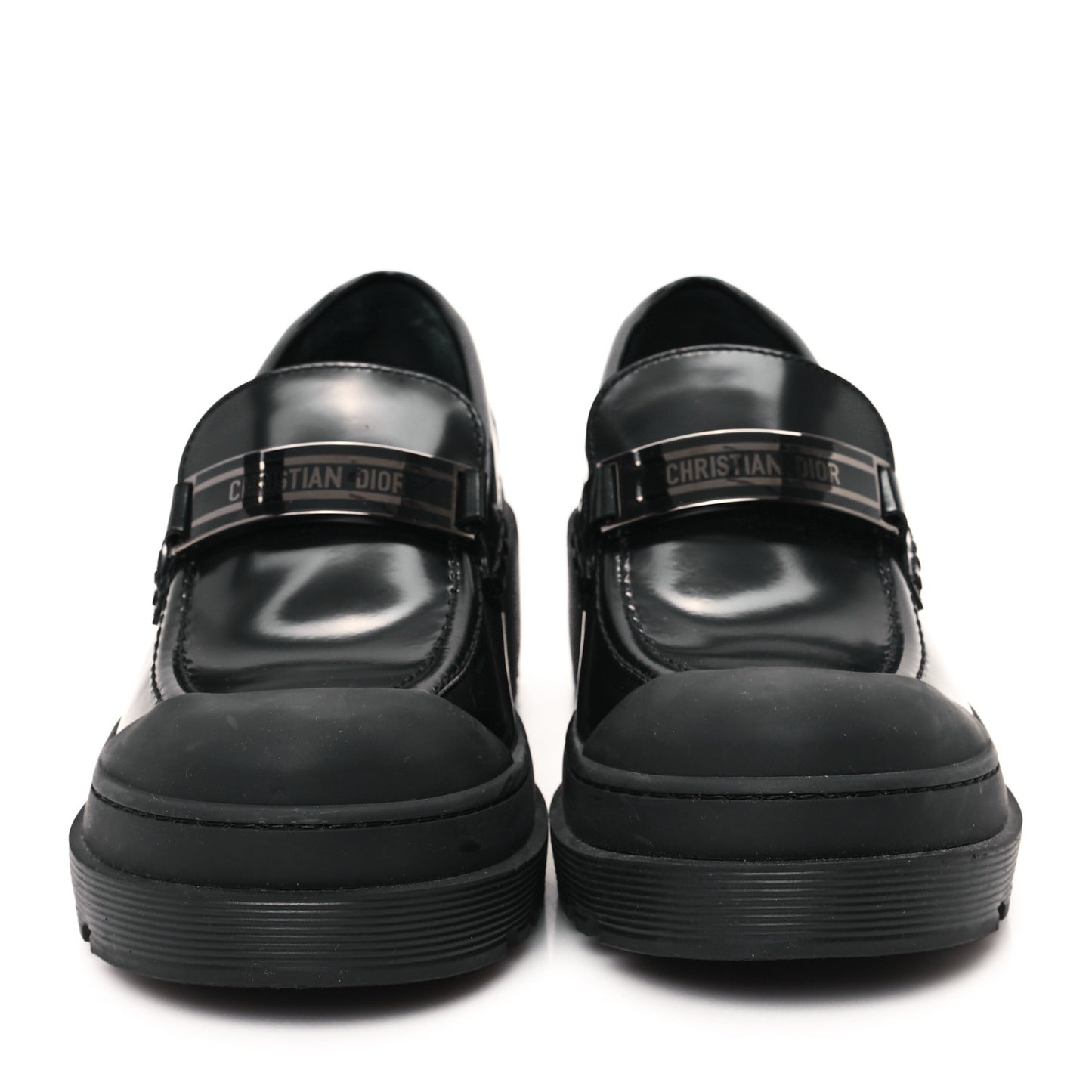 Brushed Calfskin Dior Code Lug Sole Platform 35mm Loafers 39.5 Black