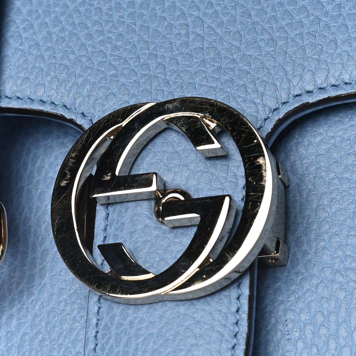 Gucci Dollar Calfskin Small Interlocking G Shoulder Bag Mineral Blue 14 of 14