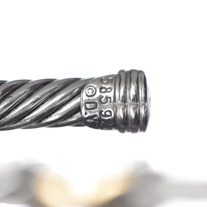 David Yurman Sterling Silver 14K Yellow Gold 5mm X Station Cable Bracelet 3 of 4