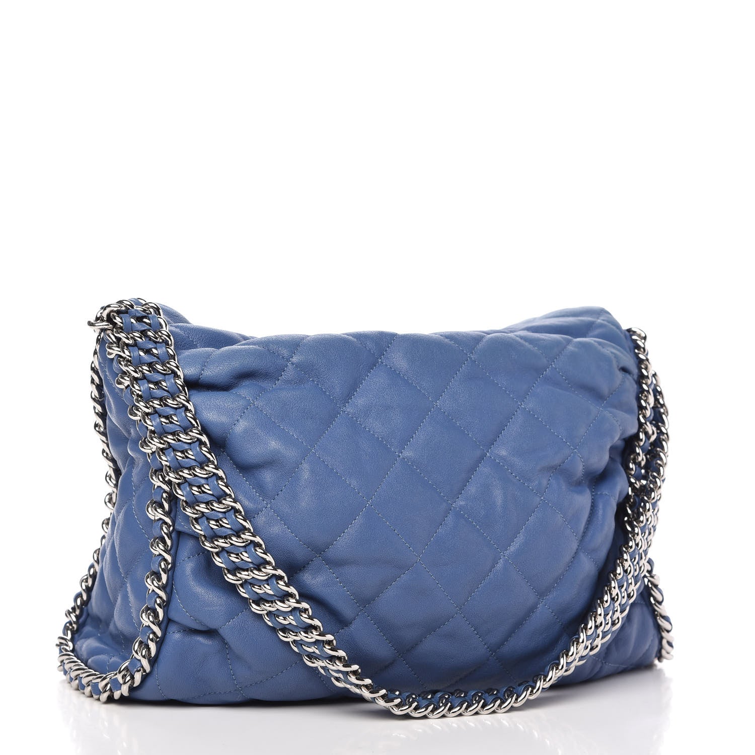 Chanel Washed Lambskin Chain Around Hobo Blue 3 of 10