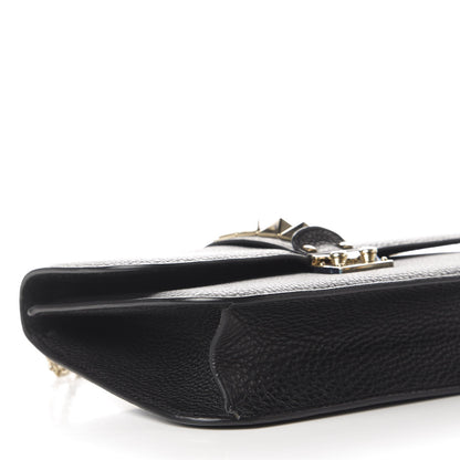Valentino Garavani Pebbled Calfskin Medium Glam Lock Rockstud Flap Black 9 of 11